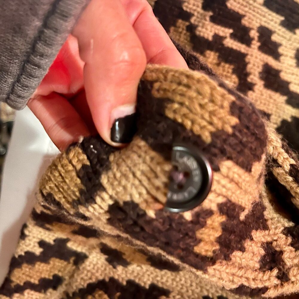 Lauren Ralph Lauren Leopard Print Cardigan - Black and Tan - Picture 5 of 5